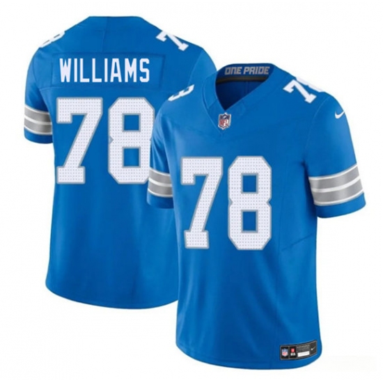 Men's Detroit Lions #78 Tyleik Williams Blue 2025 Draft F.U.S.E. Vapor Limited Football Stitched Jersey - Ujersey