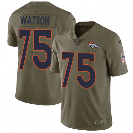 Men's Nike Denver Broncos #75 Menelik Watson Limited Olive 2017 Salute to Service NFL Jersey - Ujersey
