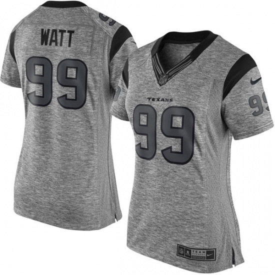 Women's Nike Houston Texans #99 J.J. Watt Limited Gray Gridiron NFL Jersey - Ujersey