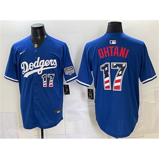 Men's Los Angeles Dodgers #17 Shohei Ohtani Royal 250 Fourth of July Stitched Baseball Jersey - Ujersey