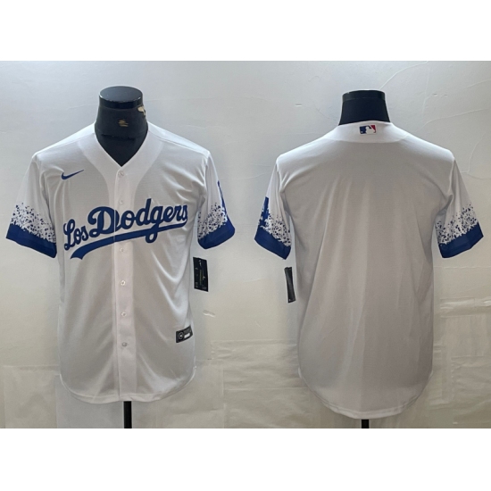Men's Los Angeles Dodgers White Blank City Connect Cool Base Stitched Baseball Jersey - Ujersey