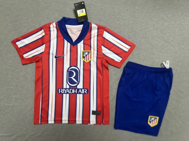 Atletico Madrid Soccer Jersey Home Kids Kit Jersey+Shorts 2024/25 - Ujersey NHL