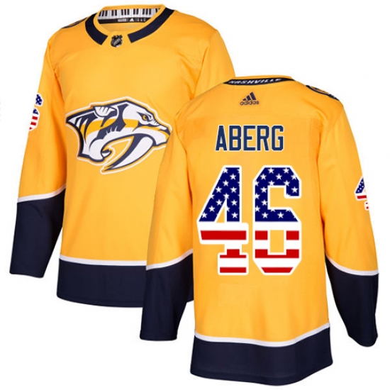 Youth Adidas Nashville Predators #46 Pontus Aberg Authentic Gold USA Flag Fashion NHL Jersey - Ujersey