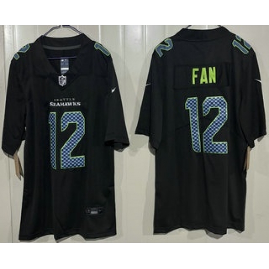 Men's Seattle Seahawks #12 Fan Limited Black Fashion Vapor Jersey - Ujersey