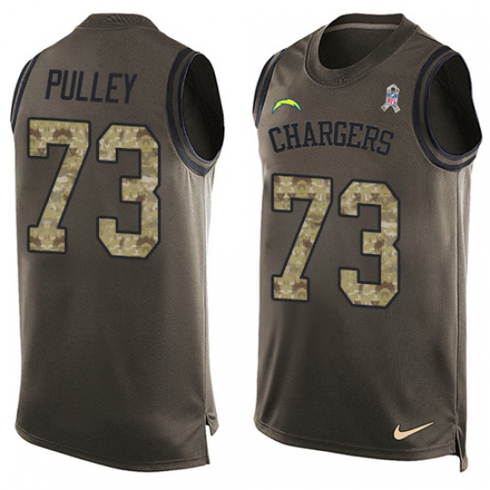Men's Nike Los Angeles Chargers #73 Spencer Pulley Limited Green Salute to Service Tank Top NFL Jersey - Ujersey