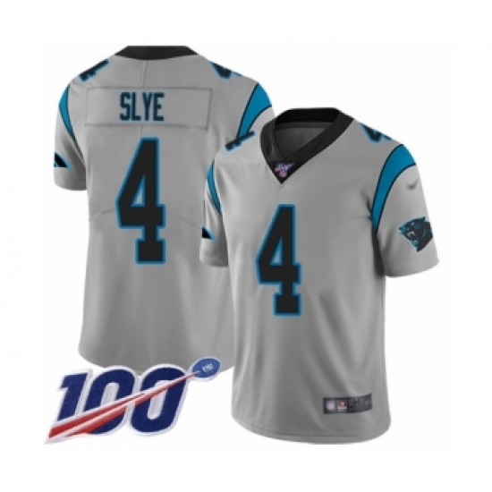 Men's Carolina Panthers #4 Joey Slye Silver Inverted Legend Limited 100th Season Football Jersey - Ujersey