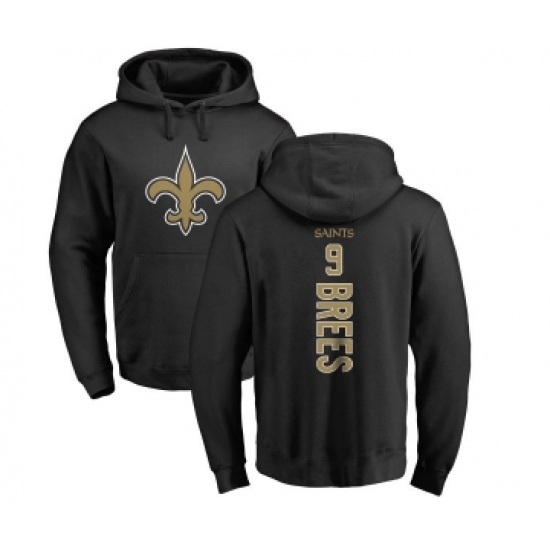 Football New Orleans Saints #9 Drew Brees Black Backer Pullover Hoodie - Ujersey