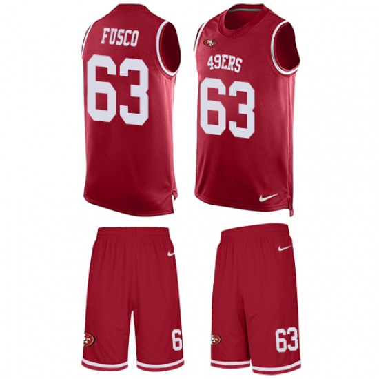 Men's Nike San Francisco 49ers #63 Brandon Fusco Limited Red Tank Top Suit NFL Jersey - Ujersey