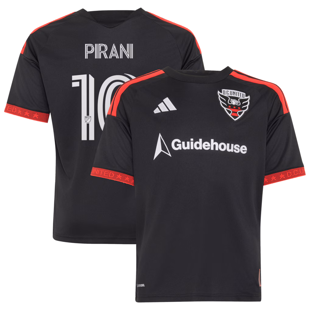 Youth D.C. United Gabriel Pirani adidas Black 2026 Black-and-Red Kit Replica Jersey