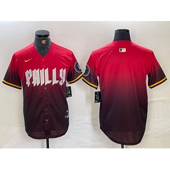 Men's Philadelphia Phillies Blank Red Black 2024 City Connect Limited Stitched Jersey - Ujersey