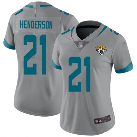 Women's Jacksonville Jaguars #21 C.J. Henderson Silver Stitched Limited Inverted Legend Jersey - Ujersey