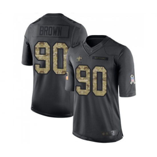 Men's New Orleans Saints #90 Malcom Brown Limited Black 2016 Salute to Service Football Jersey - Ujersey