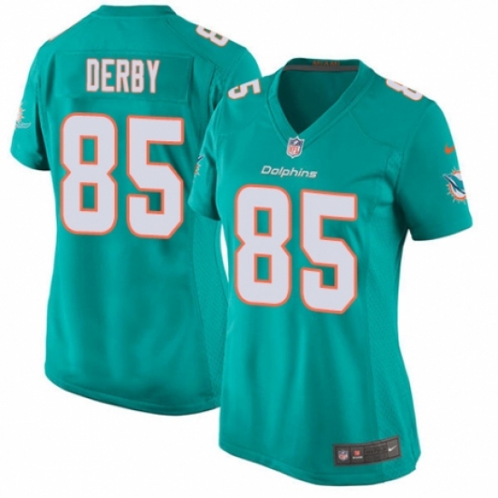 Women's Nike Miami Dolphins #85 A.J. Derby Game Aqua Green Team Color NFL Jersey - Ujersey