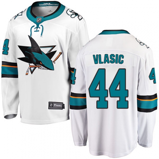 Men's San Jose Sharks #44 Marc-Edouard Vlasic Fanatics Branded White Away Breakaway NHL Jersey - Ujersey