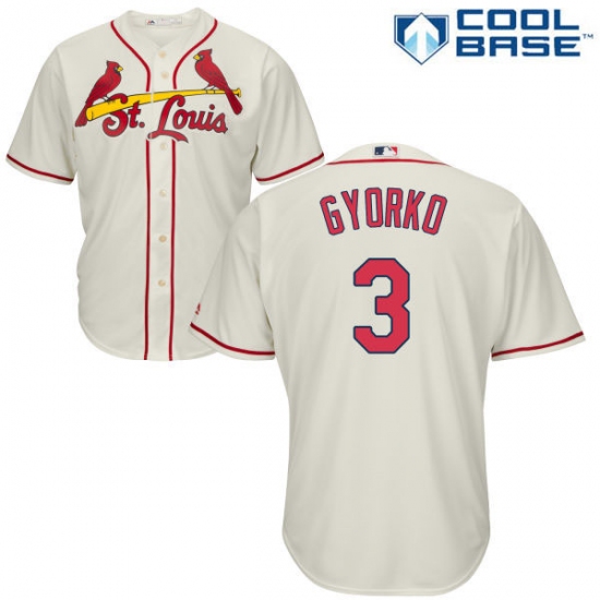 Youth Majestic St. Louis Cardinals #3 Jedd Gyorko Replica Cream Alternate Cool Base MLB Jersey - Ujersey