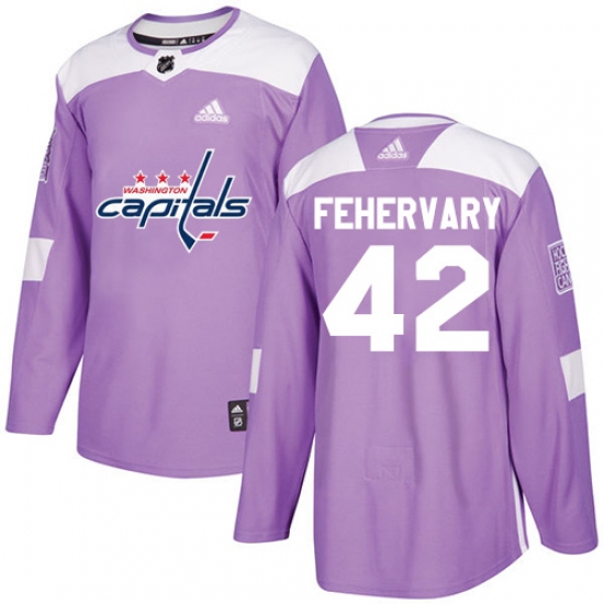 Youth Adidas Washington Capitals #42 Martin Fehervary Authentic Purple Fights Cancer Practice NHL Jersey - Ujersey