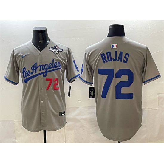 Men's Los Angeles Dodgers #72 Miguel Rojas Grey 2025 World Series Limited Stitched Baseball Jersey - Ujersey