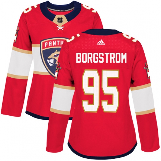 Women's Adidas Florida Panthers #95 Henrik Borgstrom Authentic Red Home NHL Jersey - Ujersey