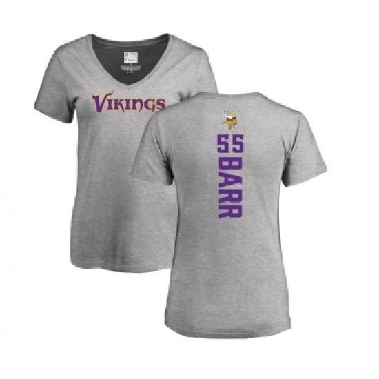 Football Women's Minnesota Vikings #55 Anthony Barr Ash Backer V-Neck T-Shirt - Ujersey