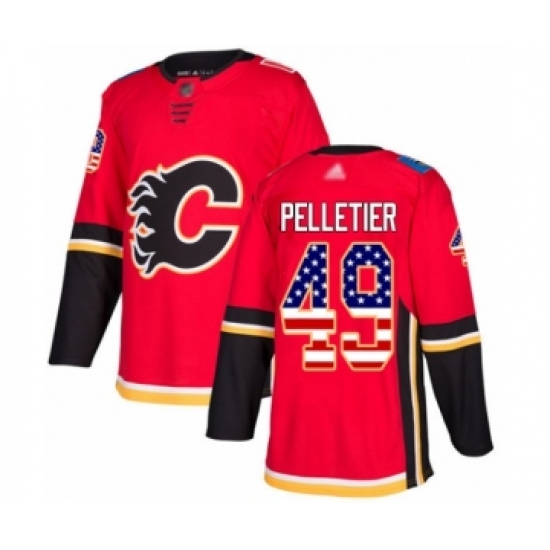 Youth Calgary Flames #49 Jakob Pelletier Authentic Red USA Flag Fashion Hockey Jersey