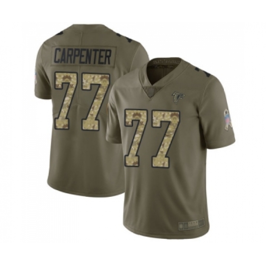 Men's Atlanta Falcons #77 James Carpenter Limited Olive Camo 2017 Salute to Service Football Jersey - Ujersey