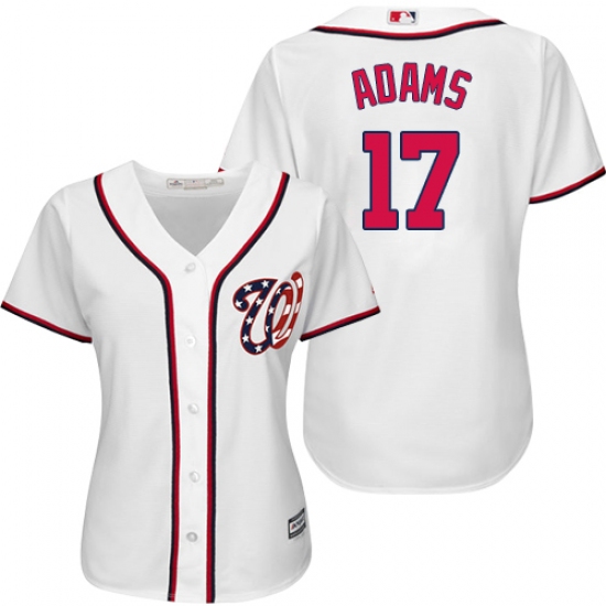 Women's Majestic Washington Nationals #17 Matt Adams Replica White Home Cool Base MLB Jersey - Ujersey