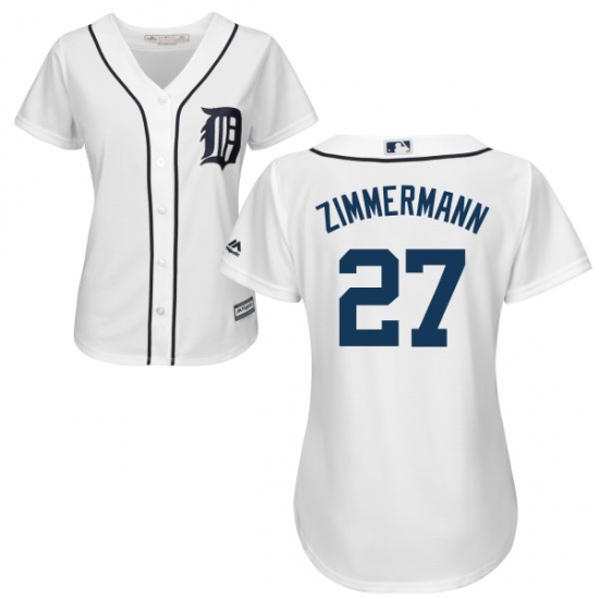 Women's Majestic Detroit Tigers #27 Jordan Zimmermann Authentic White Home Cool Base MLB Jersey - Ujersey
