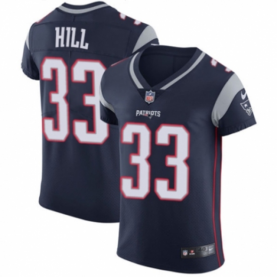 Men's Nike New England Patriots #33 Jeremy Hill Navy Blue Team Color Vapor Untouchable Elite Player NFL Jersey - Ujersey