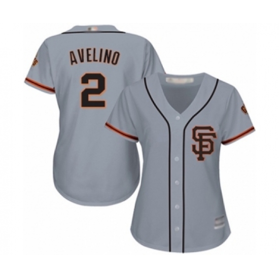 Women's San Francisco Giants #2 Abiatal Avelino Authentic Grey Road 2 Cool Base Baseball Player Jersey - Ujersey