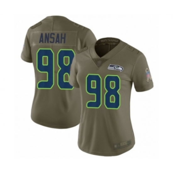 Women's Seattle Seahawks #98 Ezekiel Ansah Limited Olive 2017 Salute to Service Football Jersey