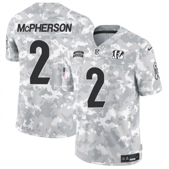 Men's Cincinnati Bengals #2 Evan McPherson 2024 F.U.S.E Arctic Camo Salute To Service Limited Stitched Football Jersey - Ujersey