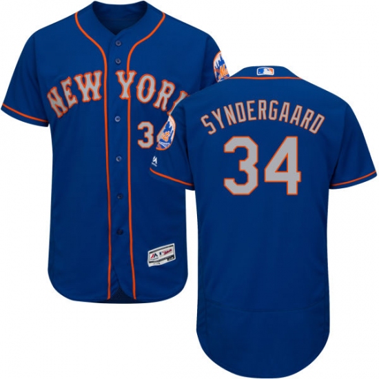 Men's Majestic New York Mets #34 Noah Syndergaard Royal/Gray Alternate Flex Base Authentic Collection MLB Jersey - Ujersey