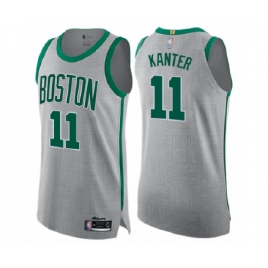 Men's Boston Celtics #11 Enes Kanter Authentic Gray Basketball Jersey - City Edition - Ujersey