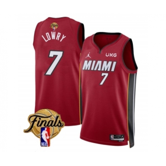 Men's Miami Heat #7 Kyle Lowry Red 2023 Finals Statement Edition Stitched Basketball Jersey - Ujersey
