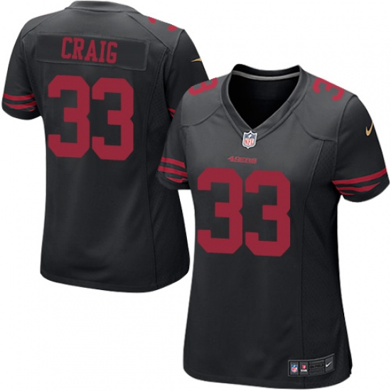 Women's Nike San Francisco 49ers #33 Roger Craig Game Black NFL Jersey - Ujersey