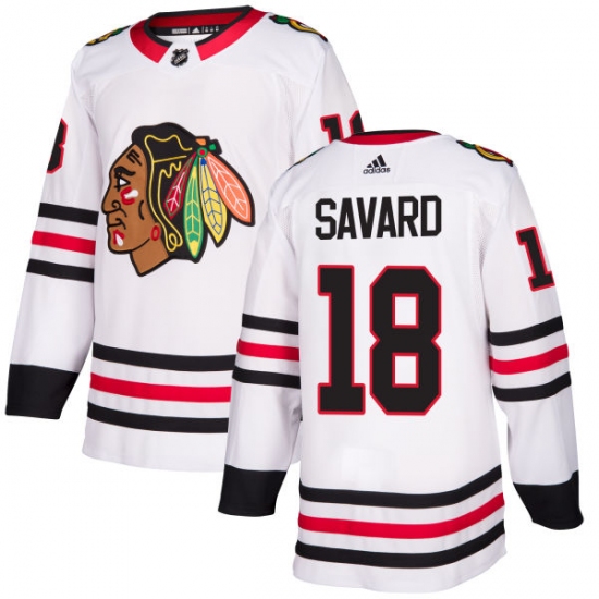 Youth Adidas Chicago Blackhawks #18 Denis Savard Authentic White Away NHL Jersey - Ujersey