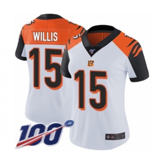 Women's Cincinnati Bengals #15 Damion Willis White Vapor Untouchable Limited Player 100th Season Football Jersey - Ujersey