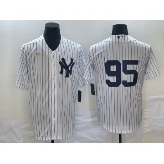 Men's New York Yankees #95 Oswaldo Cabrera White No Name Throwback Stitched MLB Cool Base Nike Jersey - Ujersey