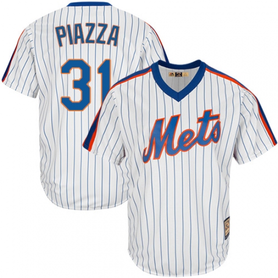 Men's Majestic New York Mets #31 Mike Piazza Authentic White Cooperstown MLB Jersey - Ujersey