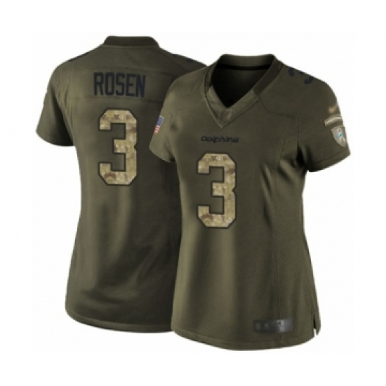 Women's Miami Dolphins #3 Josh Rosen Limited Green Salute to Service Football Jersey - Ujersey