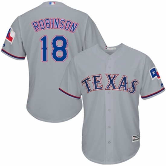 Youth Majestic Texas Rangers #18 Drew Robinson Replica Grey Road Cool Base MLB Jersey - Ujersey