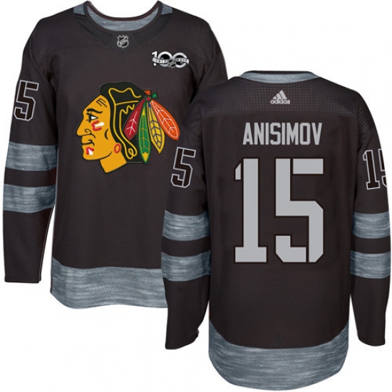 Men's Adidas Chicago Blackhawks #15 Artem Anisimov Authentic Black 1917-2017 100th Anniversary NHL Jersey - Ujersey
