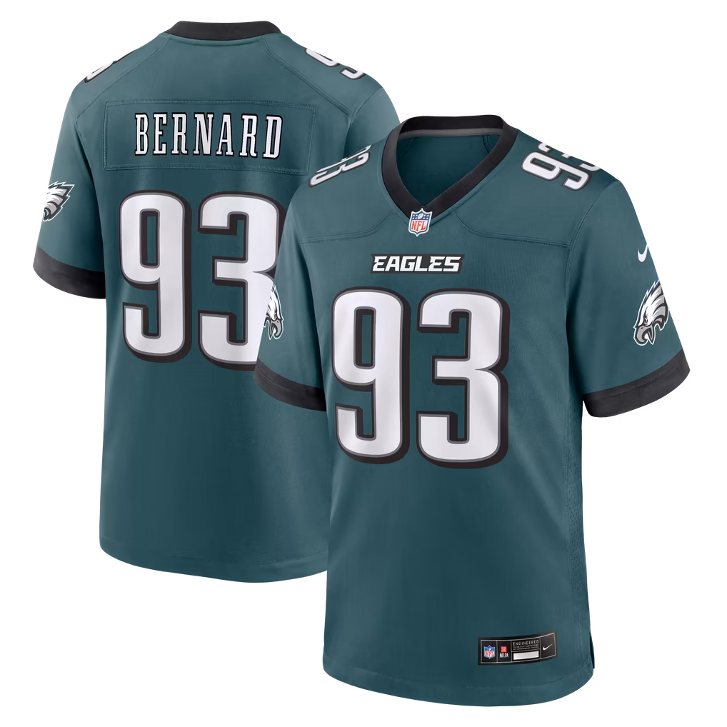 Men's Philadelphia Eagles Uar Bernard Nike Midnight Green Team Game Jersey