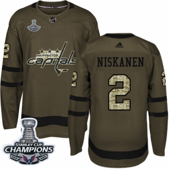 Men's Adidas Washington Capitals #2 Matt Niskanen Authentic Green Salute to Service 2018 Stanley Cup Final Champions NHL Jersey - Ujersey