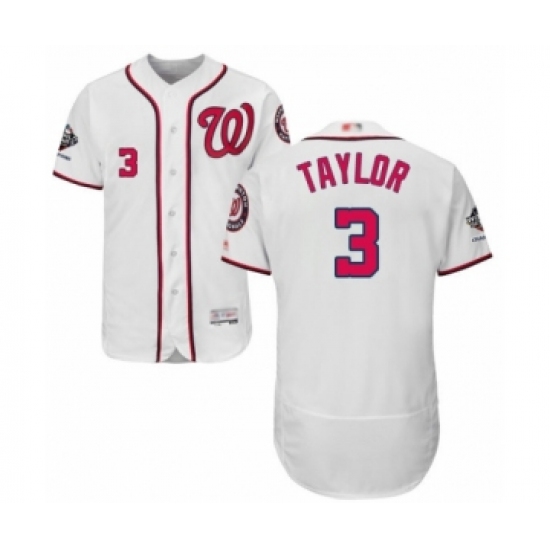Men's Washington Nationals #3 Michael Taylor White Home Flex Base Authentic Collection 2019 World Series Champions Baseball Jersey