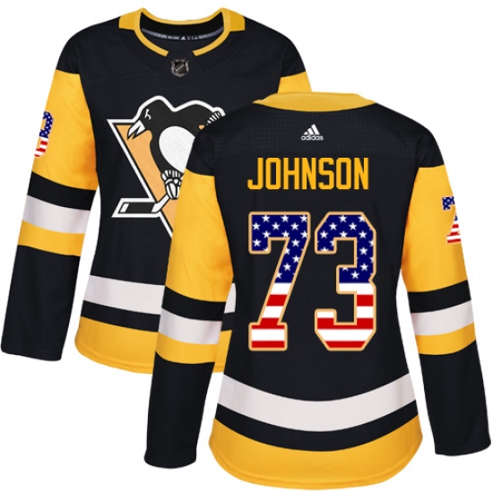 Women's Adidas Pittsburgh Penguins #73 Jack Johnson Authentic Black USA Flag Fashion NHL Jersey - Ujersey
