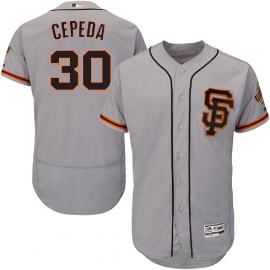 Men's Majestic San Francisco Giants #30 Orlando Cepeda Grey Alternate Flex Base Authentic Collection MLB Jersey