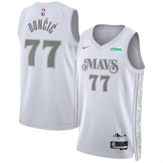 Men's Dallas Mavericks #77 Luka Doncic White 2024-25 City Edition Stitched Basketball Jersey - Ujersey