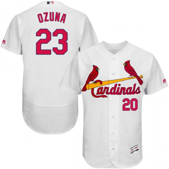 Men's Majestic St. Louis Cardinals #23 Marcell Ozuna White Home Flex Base Authentic Collection MLB Jersey - Ujersey
