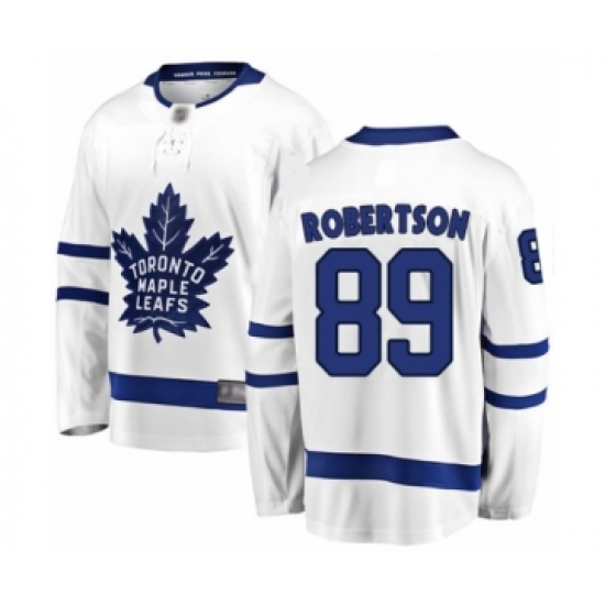 Youth Toronto Maple Leafs #89 Nicholas Robertson Authentic White Away Fanatics Branded Breakaway Hockey Jersey - Ujersey